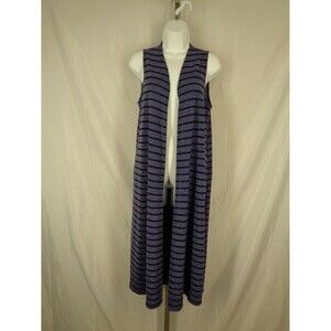 Lularoe Joy Stripe Knit Vest Cardigan Duster Size Small
